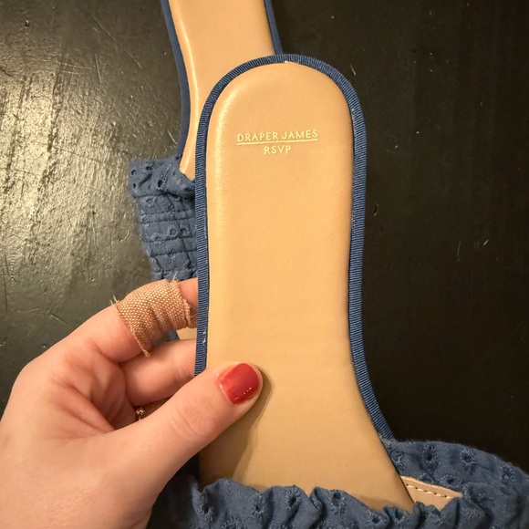 Blue Ruffled Draper James Slide Sandals - Picture 3 of 5